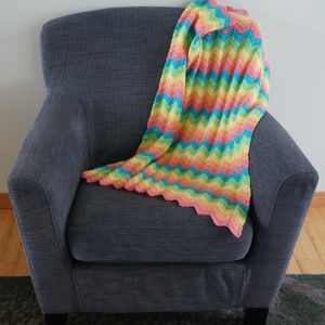 Rippled Rainbow Crocheted Baby Blanket